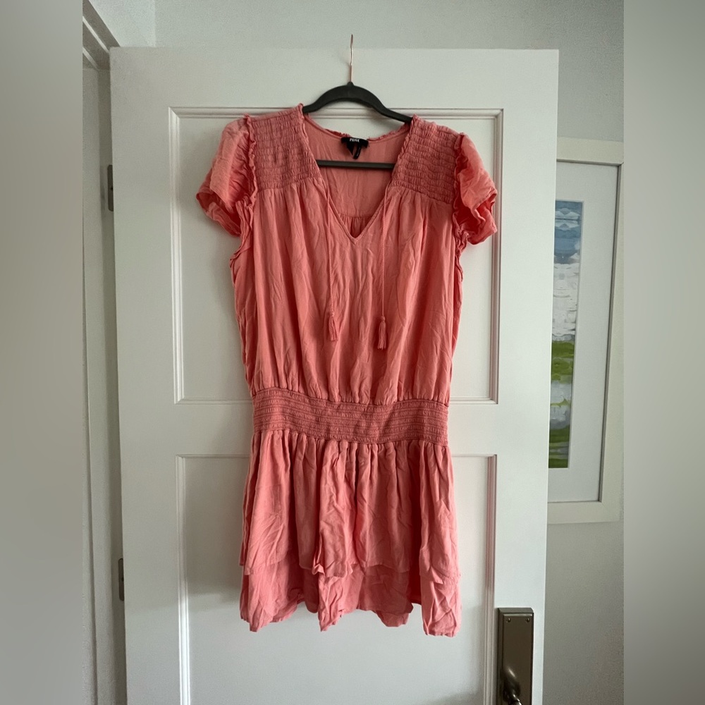 PAIGE Smocked Dress Pink Sz L XL (fits like Large)